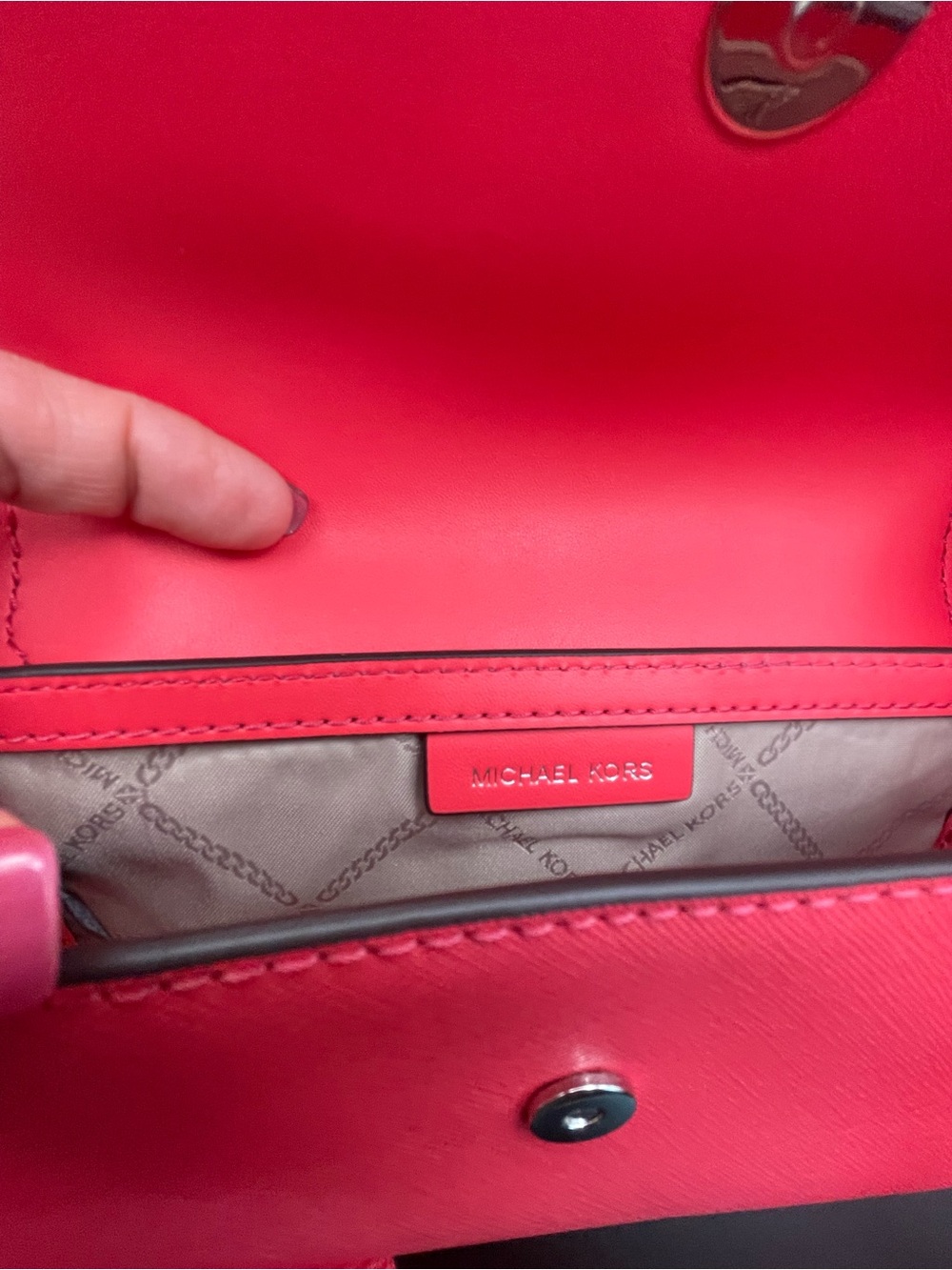 Michael Kors Red Saffiano Crossbody with MK Emblem - Picture 6 of 9